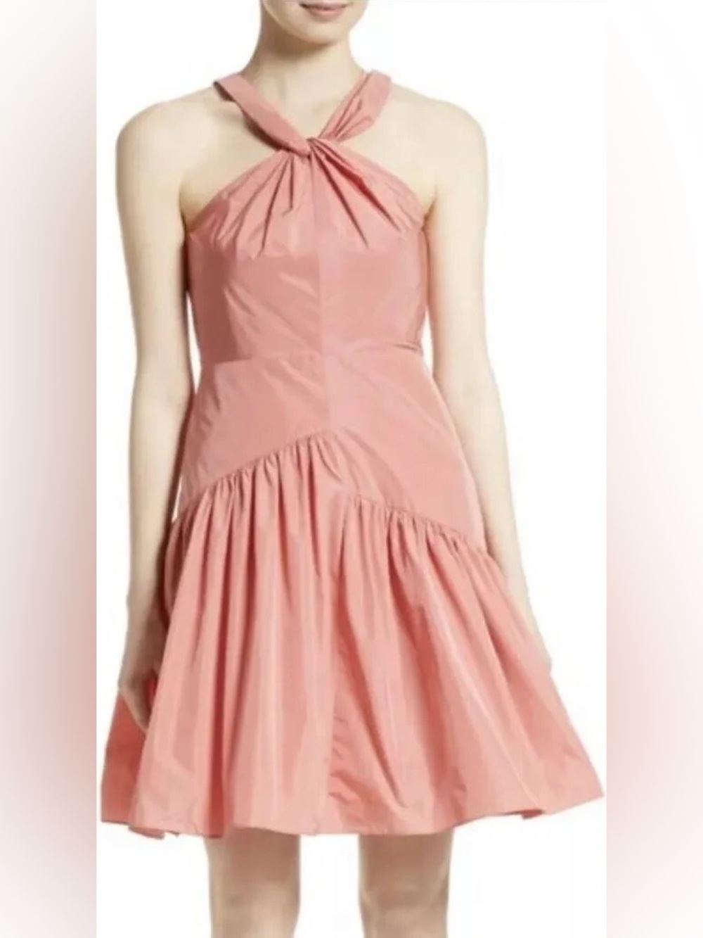 Rebecca Taylor Pink Knot Neck Taffeta Dress